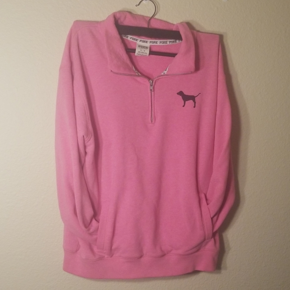 Pink quarter zip dog sweatshirt